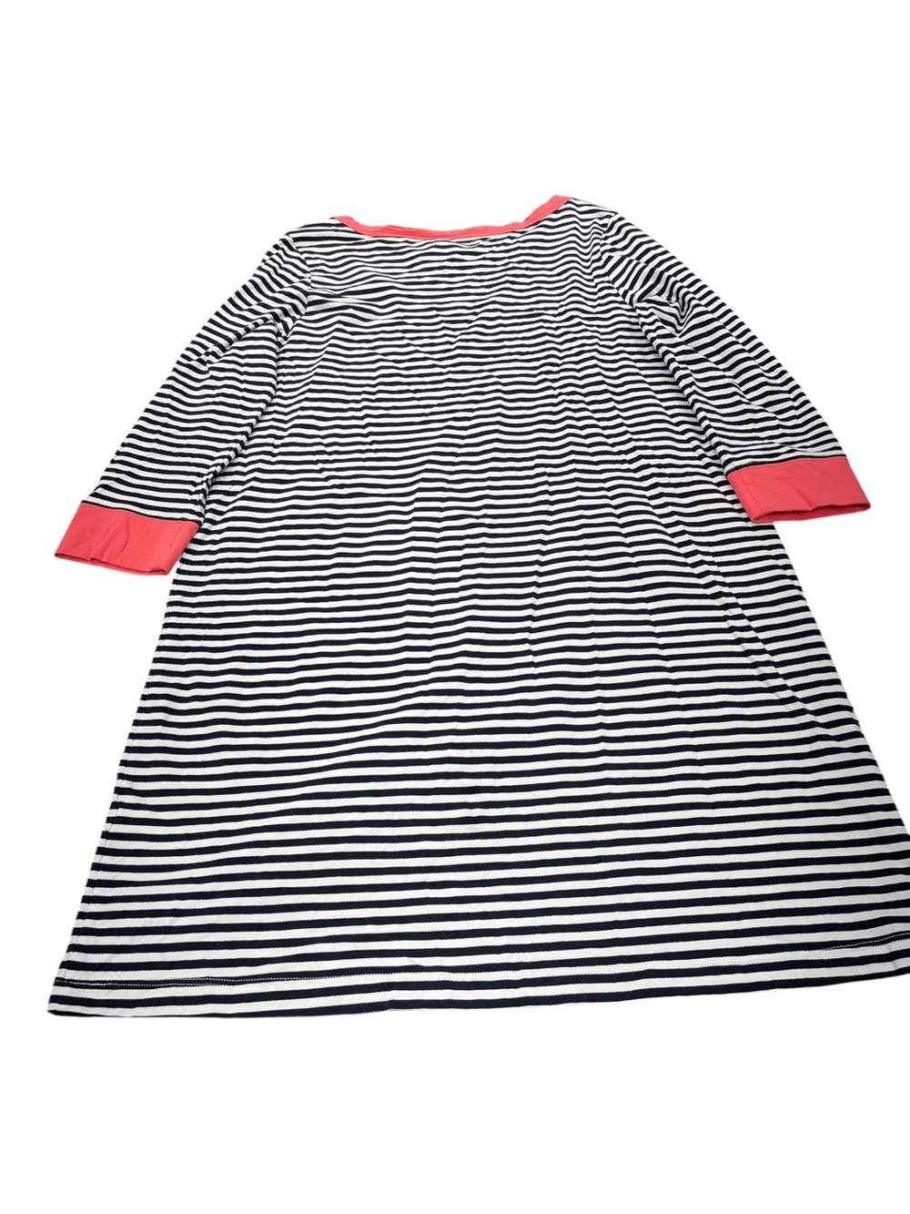 Duffield Lane Dress Size XL Navy White Pink Striped Boat Neck 3/4 Sleeve Shift